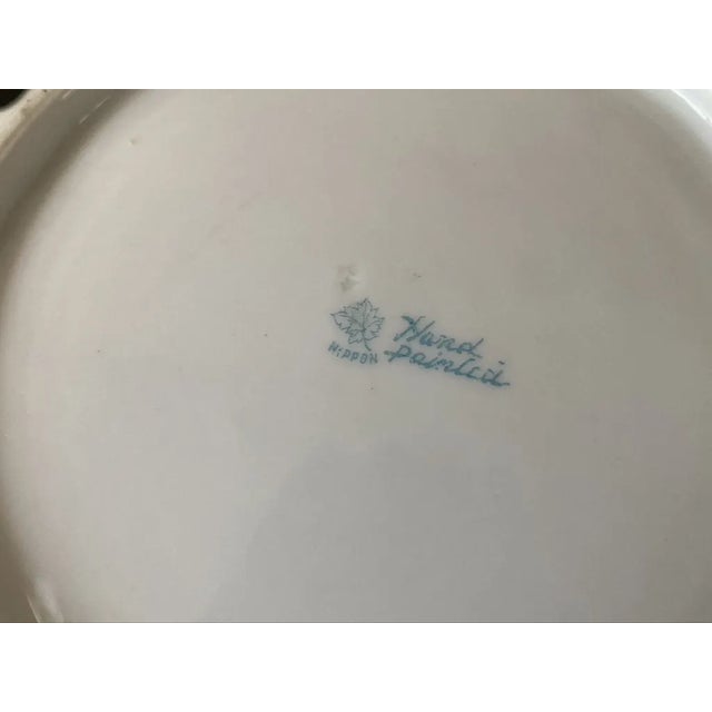 Early 20th Century Hand Painted Gold Nippon Green Floral Victorian Roses Porcelain Bowl, Japan For Sale - Image 11 of 12