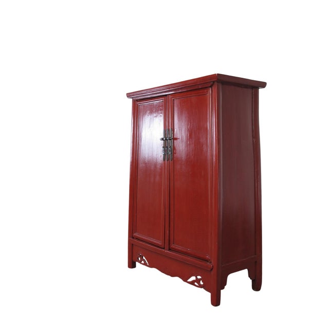 Made in 1876 from solid catalpa wood, this elegant wedding cabinet is finished in a vibrant red lacquer that signifies joy...