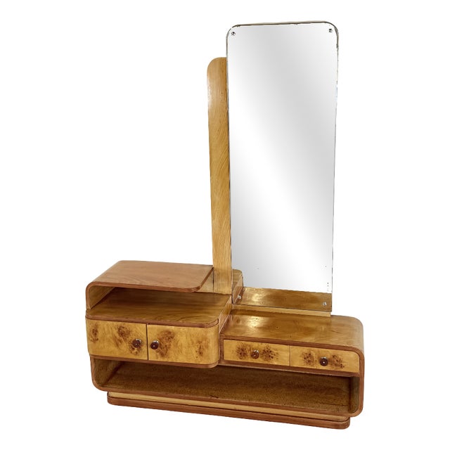 Art Deco Style Dressing Table with Bakelite Handles in the style of Halabala, 1950s For Sale