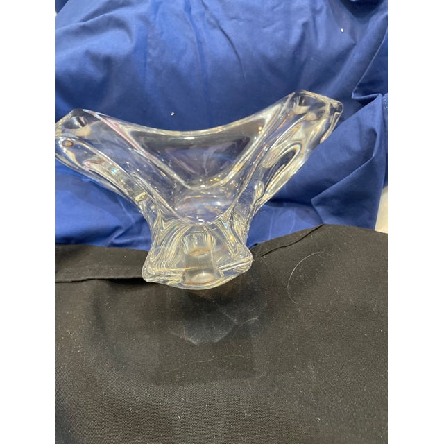 1940s 1940s Daum France Crystal Freeform 3 Candle Holder Float Bowl Piece, Artist Signed For Sale - Image 5 of 7