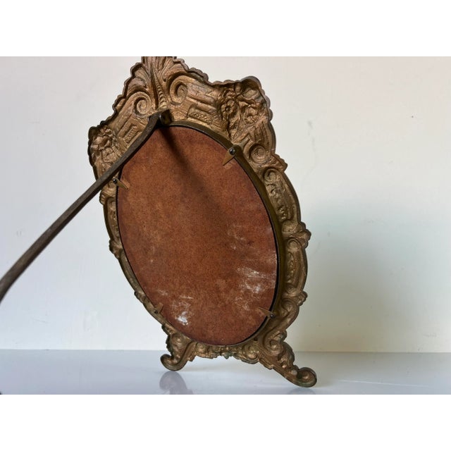 Vintage Ornate Brass Vanity Mirror For Sale - Image 11 of 13