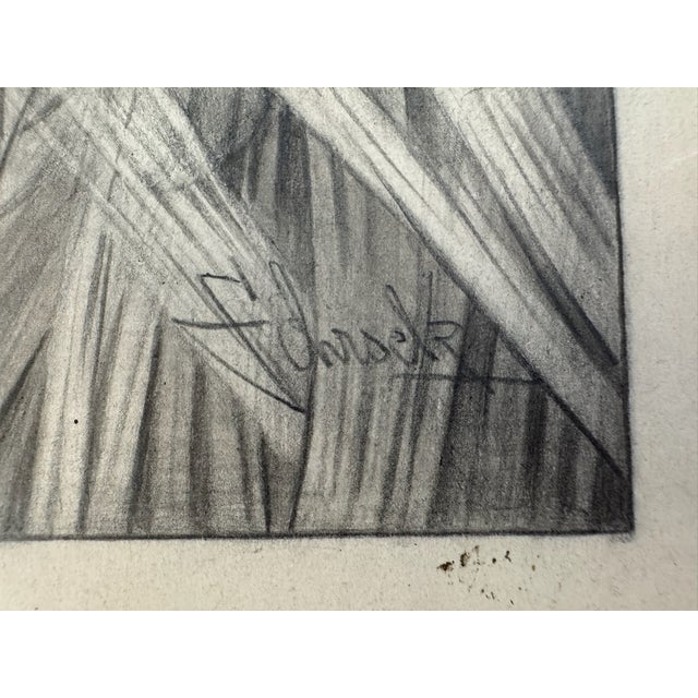 1940s Original Signed Graphite Illustration of Pointer Hunting Dog, 12 × 10 In. For Sale - Image 4 of 5