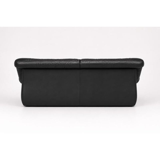 Black Vintage Italian Design Black Leather Sofa from Pellerossi, 1970s For Sale - Image 8 of 12