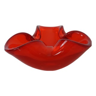 Red Sommerso Murano Glass Bowl, Italy, 1960s For Sale