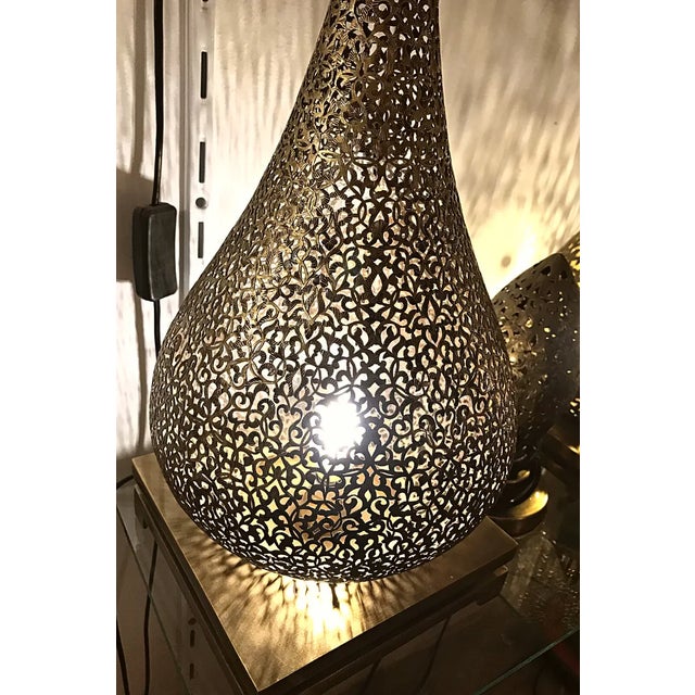 1980s Decorative Moroccan Embossed Brass Floor Lamp For Sale - Image 6 of 10