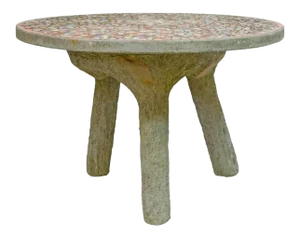 Whimsical Emile Taugourdeau French MidCentury Mosaic Faux Bois Outdoor Garden Table