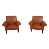 Pair of George Smith Butterfly Leather Club Chairs For Sale