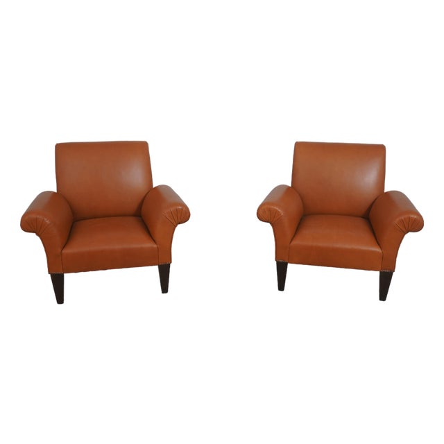 Pair of George Smith Butterfly Leather Club Chairs For Sale