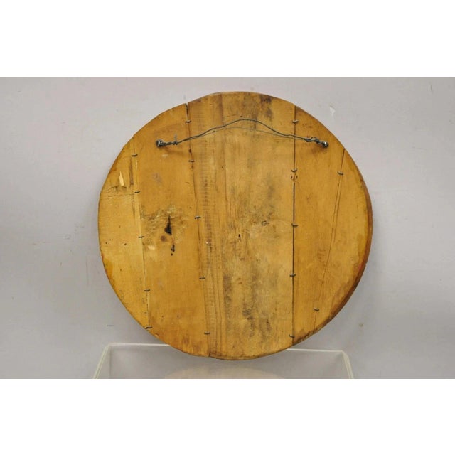 Vintage Cock Robin Flour Aw Hammond Co Round Wood Advertisement Plaque For Sale - Image 10 of 11