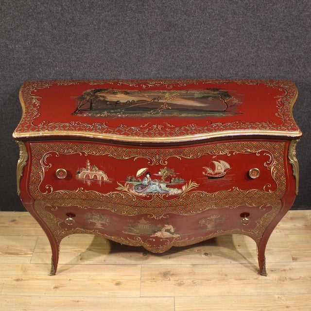 French Lacquered and Gilded Chinoiserie Commode, 1960 For Sale - Image 11 of 13
