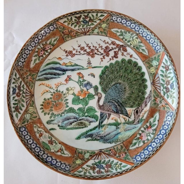 Late 19th Century Late 19th Century Chinese Kangxi Style Famille Verte Peacock Porcelain Plates – Set of 7 For Sale - Image 5 of 13