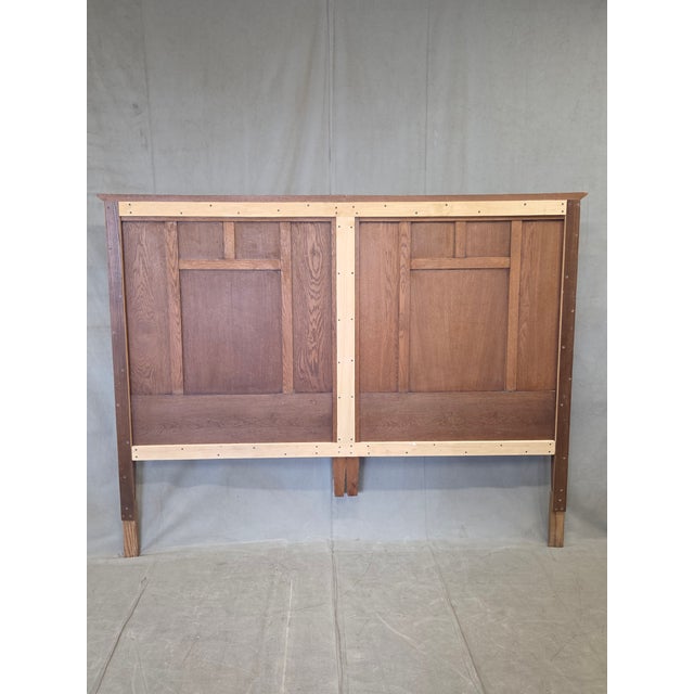 Antique Oak King Size Headboard, Arts & Crafts Style, Usa, Circa 1920 For Sale - Image 11 of 13