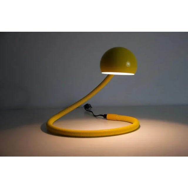 Gold Italian Adjustable Yellow Flex Arm Table Lamp, 1960s For Sale - Image 8 of 11