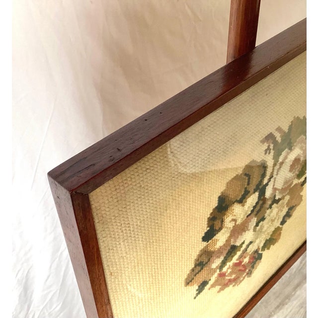 Wood Antique Mahogany Fire Pole Screen For Sale - Image 7 of 12