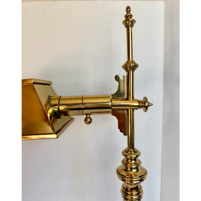 Vintage Brass Library Table Desk Lamp With Pierced Shade Attributed to Chapman For Sale - Image 9 of 12