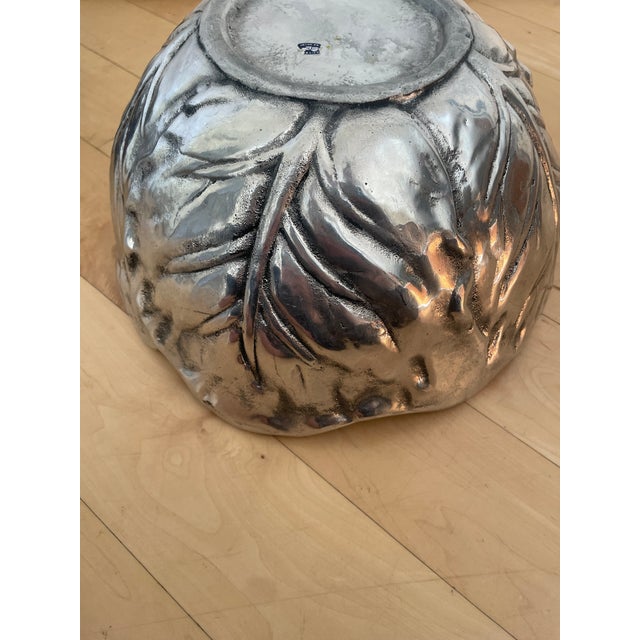 Large Mexican Pewter Cabbage Ware Leaf Serving Bowl For Sale - Image 11 of 11