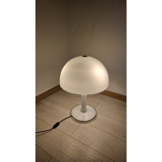 Large Table Lamps in Milk Glass and Transparent Glass with Adjustable Lampshade from Vistosi Murano, 1960s, Set of 2 For Sale - Image 6 of 18