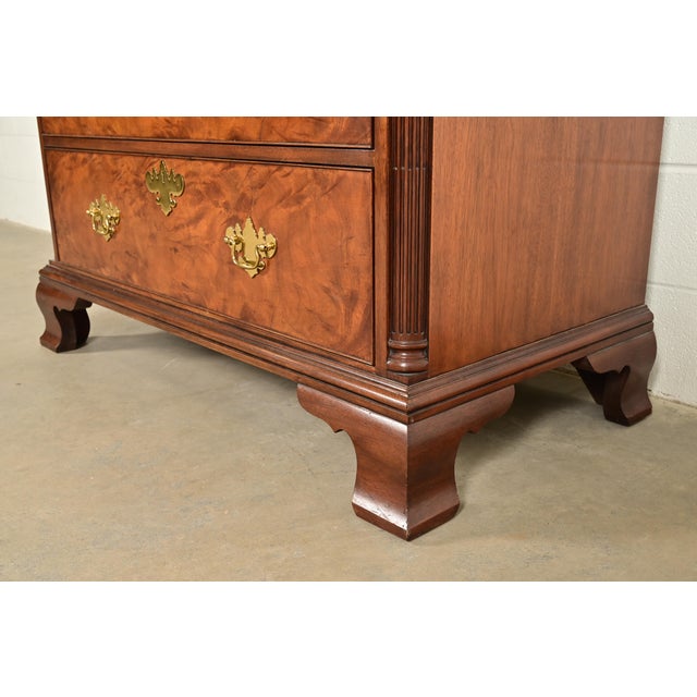 Baker Furniture Historic Charleston Chippendale Carved Mahogany and Burl Wood Eleven-Drawer Highboy Dresser For Sale - Image 11 of 14