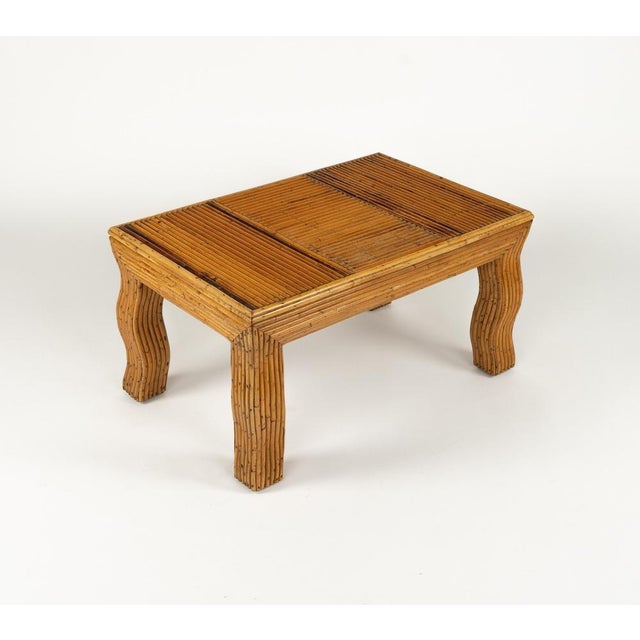 Mid-Century Coffee Table with Wavy Legs in Rattan attributed to Vivai del Sud, Italy, 1970s For Sale - Image 15 of 18