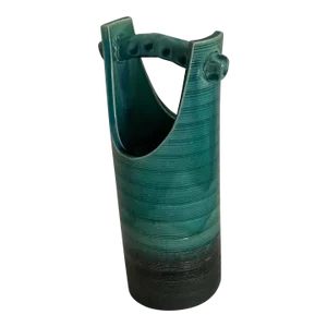 Vintage Art Pottery Tall Basket Vase, Ceramic, Pottery Late 50s Early 60s