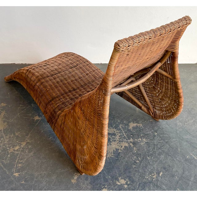 Late 20th Century Vintage Woven Rattan Ikea Chaise Lounge For Sale - Image 5 of 12
