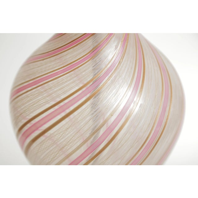 1960s Vintage Italian Murano Lucite and Glass Striped Lamp Pinks, Gold, Copper, Clear 60's For Sale - Image 5 of 10