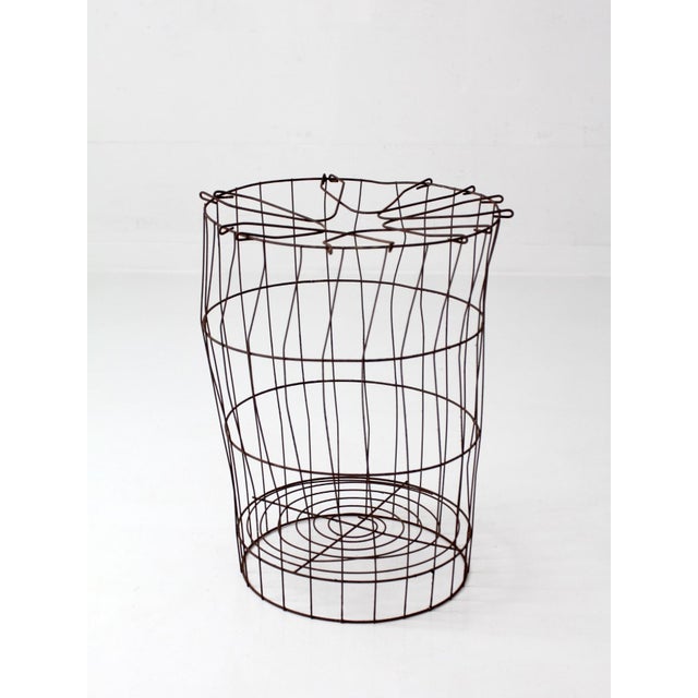 Farmhouse Antique Wire Gathering Basket For Sale - Image 3 of 18