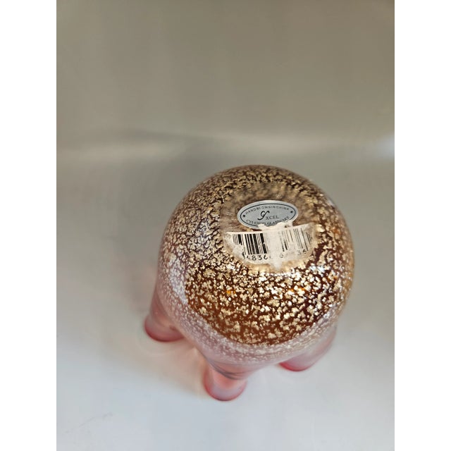 Modern Vintage Cys Excel Art Glass Handkerchief Vase Modern Amberina Silver Flecks Black Free-Form Lines For Sale - Image 3 of 3