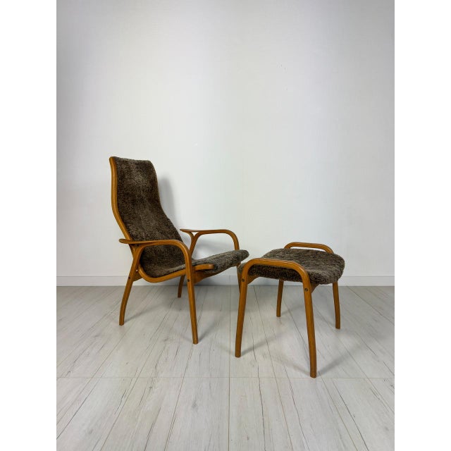 Set of Vintage Lamino Lounge Chair and Ottoman in Black Leather by Yngve Ekström for Swedese For Sale - Image 11 of 11