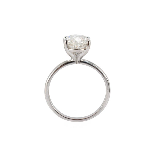 14k White Gold Gia 3.02ct Oval Cut Natural Diamond Solitaire Engagement Ring, Size 6.5 For Sale In Houston - Image 6 of 9