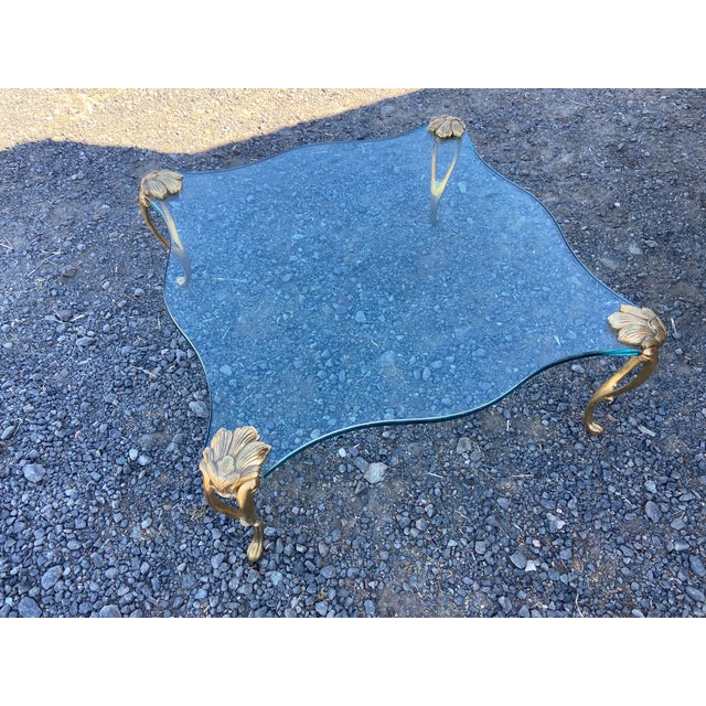 Brass Vintage Mid Century Modern Hollywood Regency Attributed to Maison Charles Coffee Table For Sale - Image 8 of 12