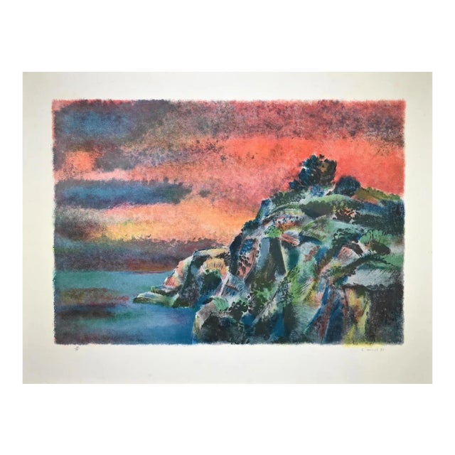 Giovanni Omiccioli, Landscape, Original Lithograph, 1971 For Sale
