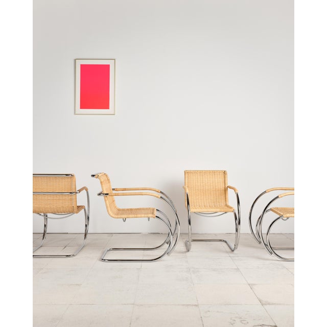 Wood MR 20 Chairs in Turbular Steel by Mies Van Der Rohe for Thonet, Set of 4 For Sale - Image 7 of 18