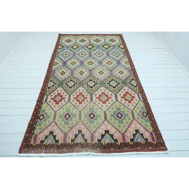 Traditional 1960's Turkish Kilim Rug - 67"x125" For Sale - Image 3 of 13