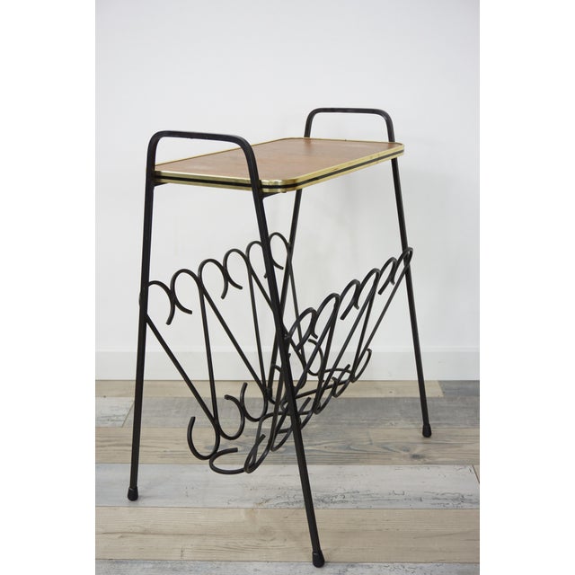 Wood Wrought Iron and Wood Side End Table, 1950s For Sale - Image 7 of 10