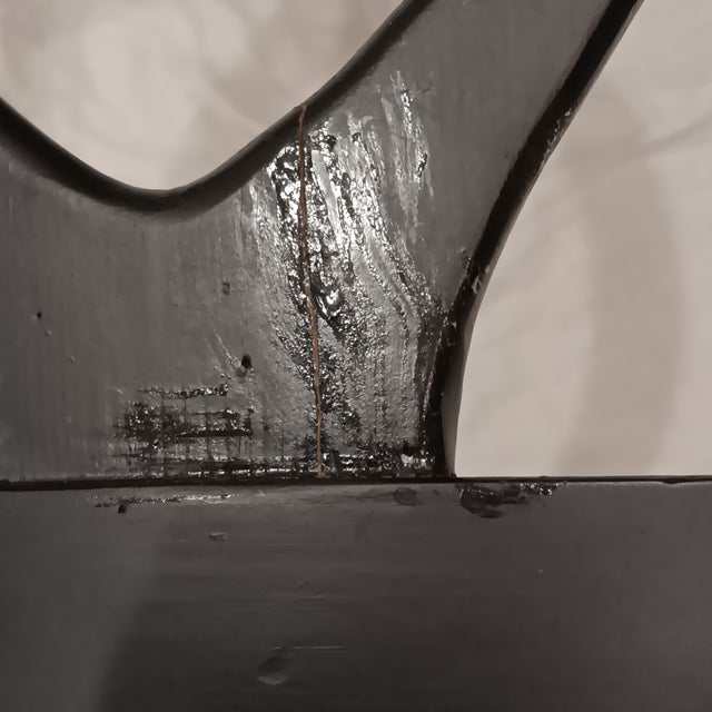 Vintage French, Country Black Dining Chairs With Rush Seat - Set of 6 For Sale - Image 15 of 18