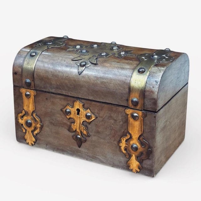 Victorian Brass Decorated Tea Caddy For Sale - Image 13 of 13