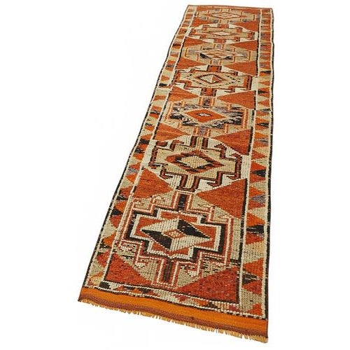 Boho Chic Bohemian Orange Runner Rug For Sale - Image 3 of 7