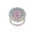 Celestial Amethyst Blue Topaz & Orange Sapphire Sterling Silver Cocktail Ring Size 7.5 For Sale - Image 6 of 12