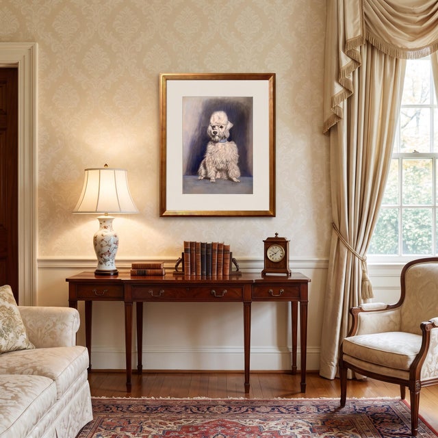 Original Pastel Painting of a White Poodle by Reknowned Dog Artist Gladys Emerson Cook, C 1940s, Custom Framed For Sale - Image 11 of 11