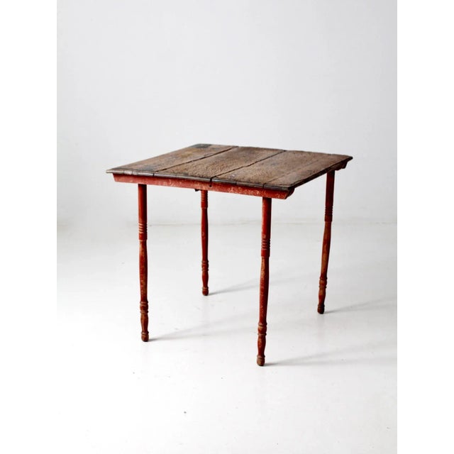 Brick Red Antique Wooden Folding Table For Sale - Image 8 of 13
