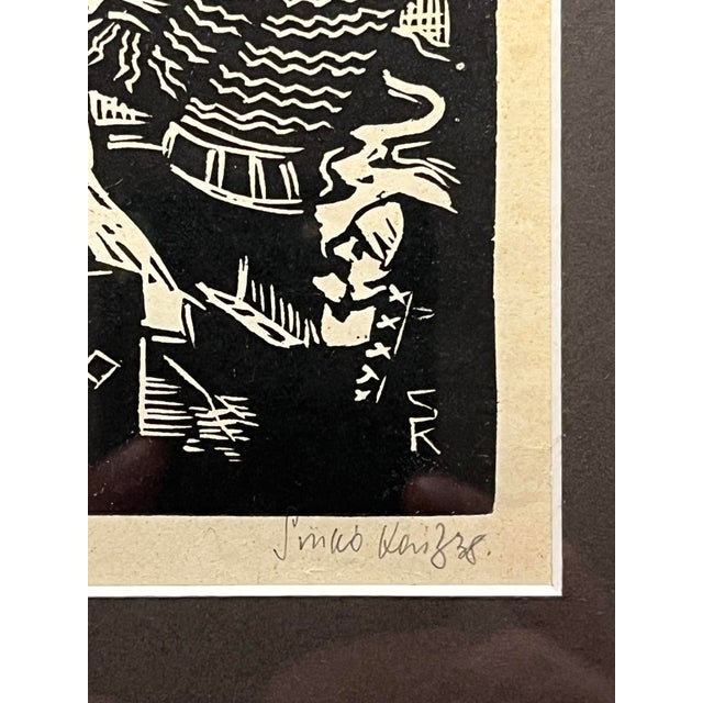 Set of 2 Vintage Linocut Prints St. Ladislaus & B. Margarita by Hungarian Artist For Sale In Los Angeles - Image 6 of 8