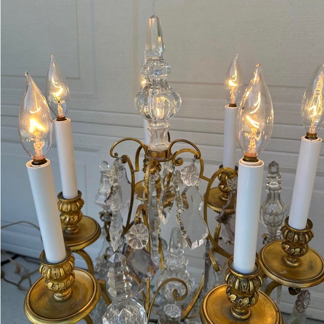 19th Century E. F. Caldwell Gilt Bronze & Baccarat Crystal Girandole Table Lamps - a Pair For Sale - Image 13 of 18