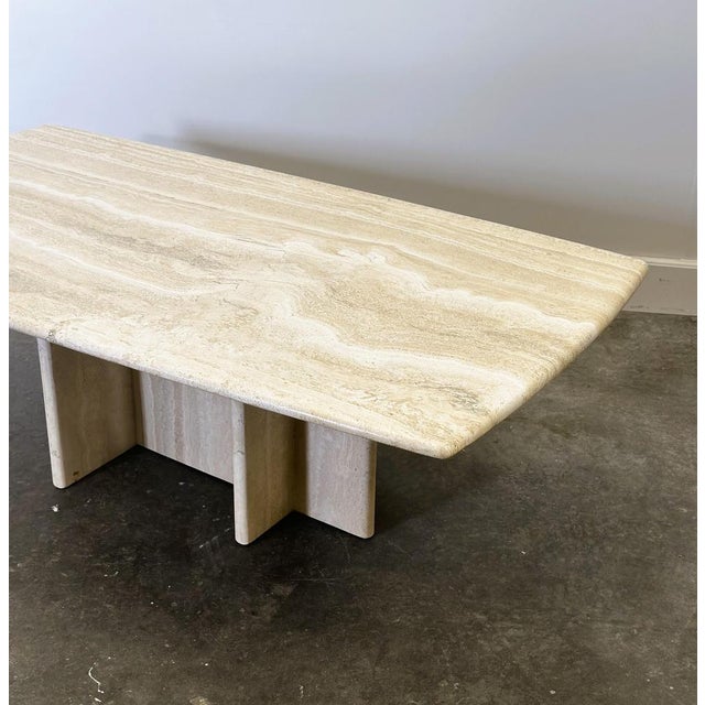 Vintage Travertine & Marble Coffee Table, France, 1980s For Sale - Image 6 of 14