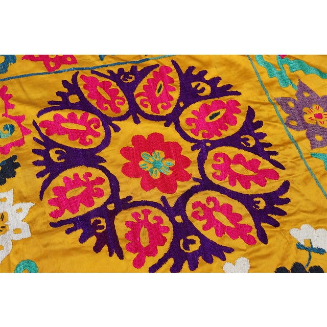 Vintage Hand Embroidered Suzani Wall Hanging, 1920s For Sale - Image 10 of 18