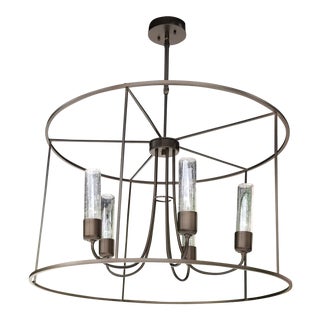 Portico Bronze Drum Indoor/Outdoor Pendant Light For Sale