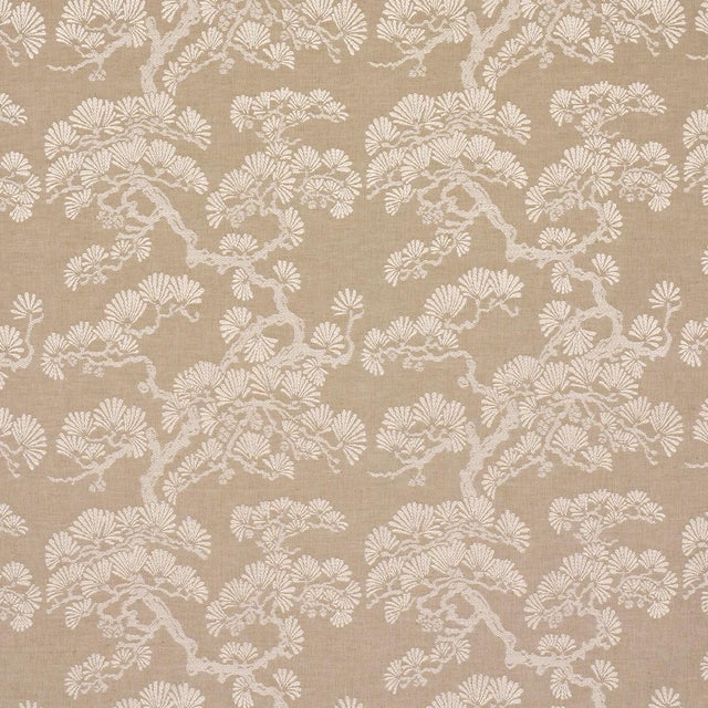 Schumacher Hinata Fabric In Neutral For Sale