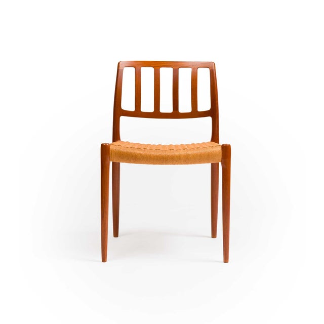 J.L. Møllers Møbelfabrik j.l. Møller Danish Modern Dining Chair Set – Models 83 & 66 in Teak & Papercord For Sale - Image 4 of 11