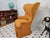 Mid Century Modern Wingback Orange Chenille Chair For Sale - Image 4 of 9