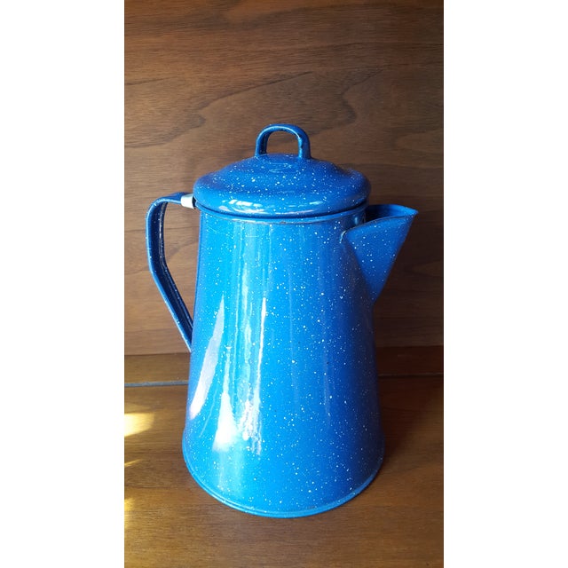 Vintage Blue Enamel Graniteware Enamel Tea Kettle Chairish